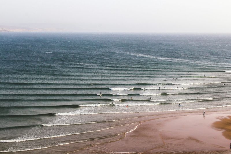 Panoramas Beach near Taghazout, a sandy beginner-friendly surf spot used for first surf lessons